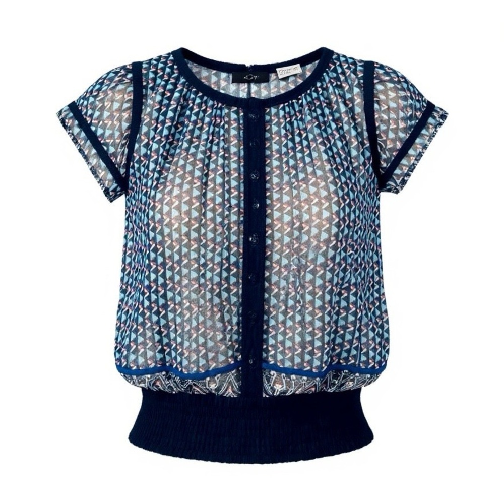 Candies Sheer Peasant‎ Boho Banded Blouse Crop Top